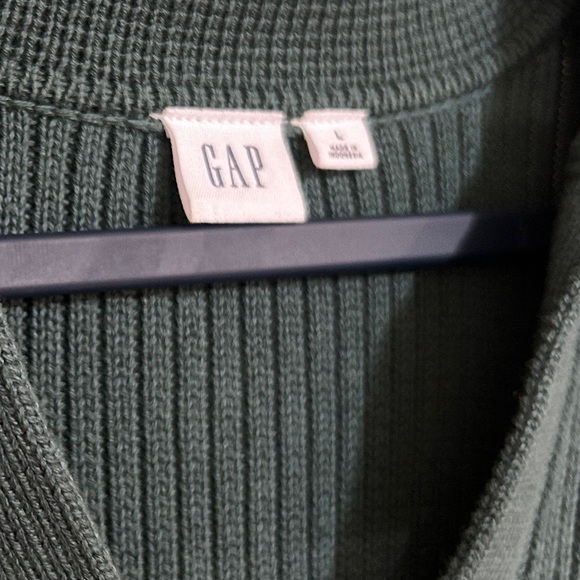 Gap Relaxed 24/7 Split-Hem Johnny Collar Sweater Dark Green Size L - Picture 7 of 9